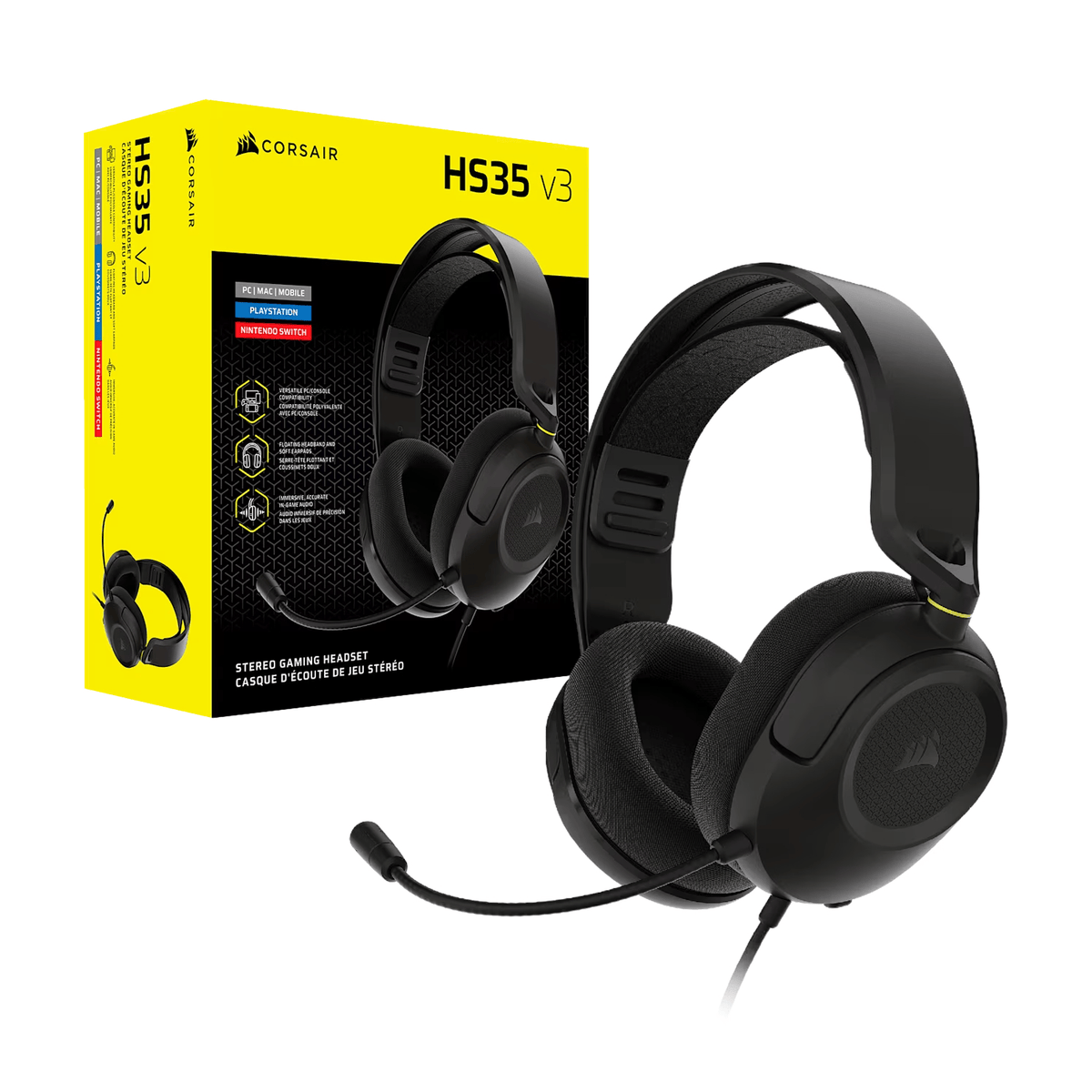 Corsair HS35 v3 Wired Gaming Headset – Carbon