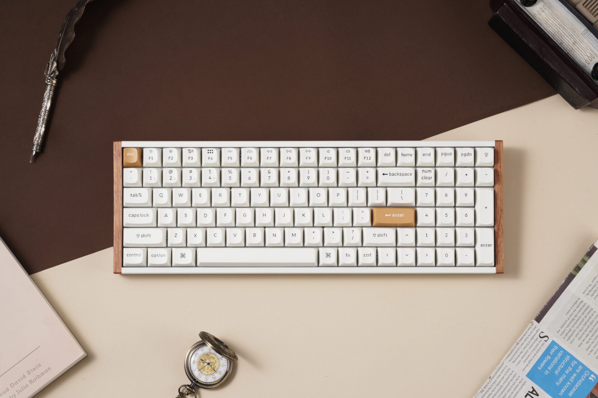 Keychron K4 HE 96% Magnetic Switch Hot-Swap RGB Wireless Keyboard – White (Wood + Aluminium)