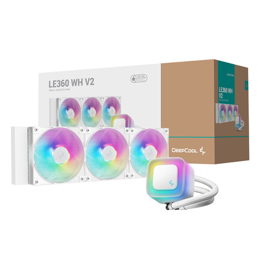 DeepCool LE360 V2 ARGB 360mm AIO Liquid Cooler – White