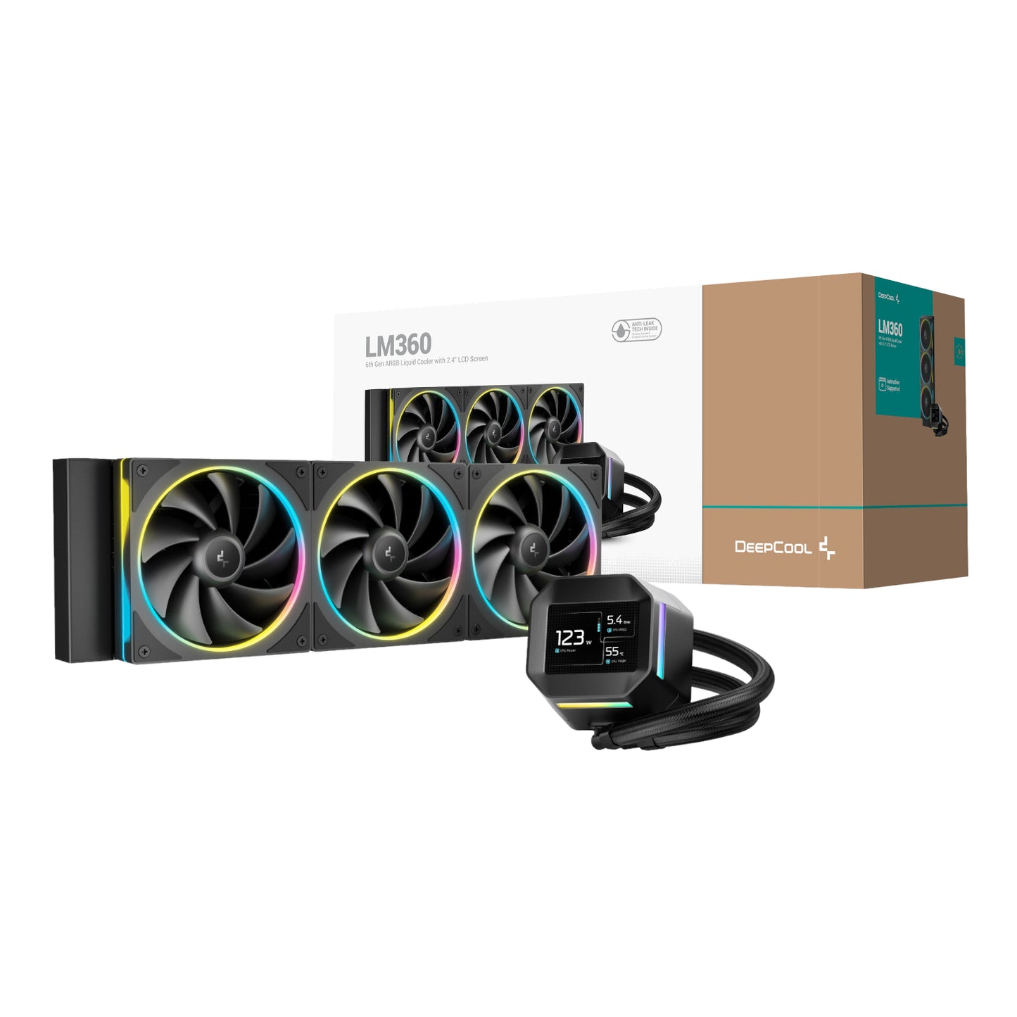 DeepCool LM360 ARGB 360mm AIO CPU Liquid Cooler – Black